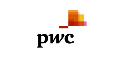 PwC logo on transparent background, client of Stay Golden Photo Booth