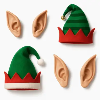 christmas elf ears on white background
