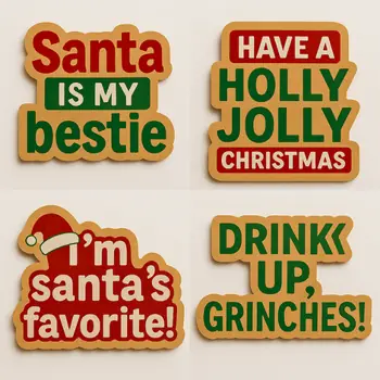 a set of christmas quote cutout signs