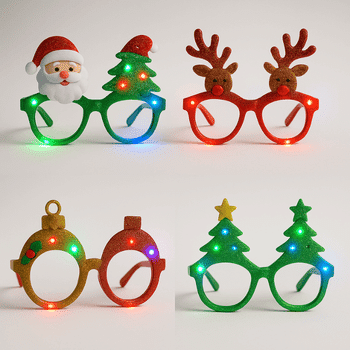 christmas glasses with reindeer and santa claus