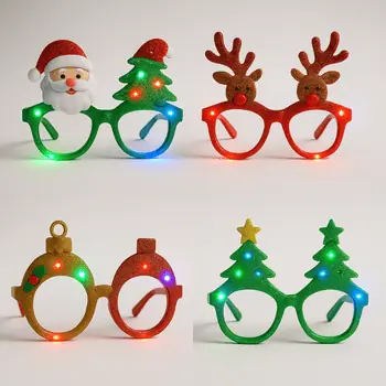 christmas glasses with reindeer and santa claus