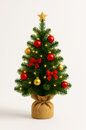 a small handheld christmas tree in a bag on a white background