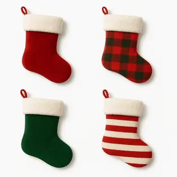 four christmas stockings on a white background