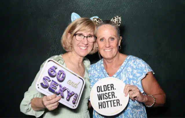 Two old ladies celebrating 60th birthday of Carol.