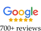 Google logo with five gold stars and "700+ reviews" text below.