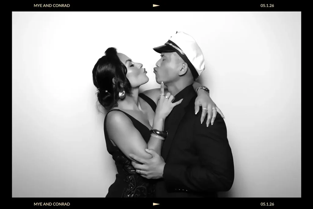 Mye and Conrad wedding captured by Glam Photo Booth